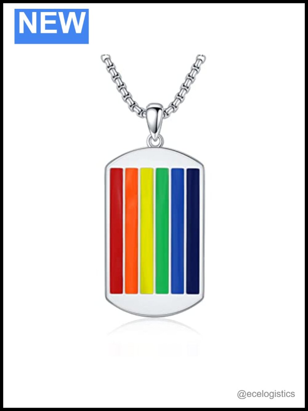 LGBTQ Rainbow Sterling Silver Pendant Necklace Unisex Gift